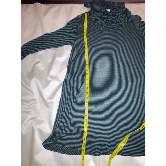 LED Cowl Neck‎ Tunic - Emerald Green w/Stripes - Size M - Made in USA - Soft! - Picture 5 of 8